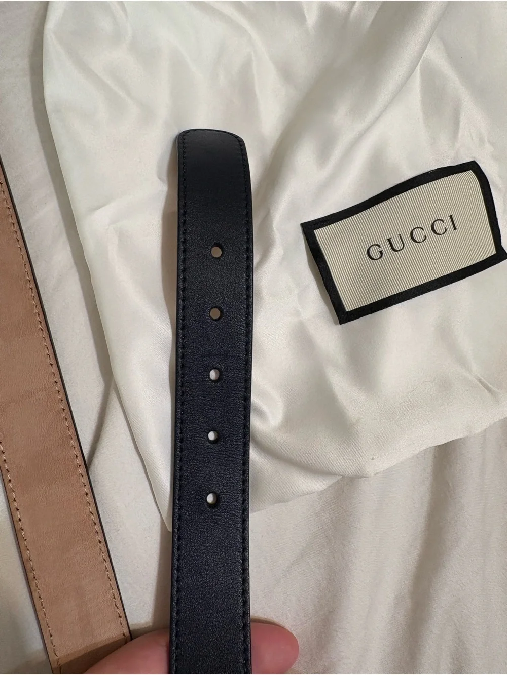 Gucci kids Large Navy /Black Leather Belt with Silver classic Double G Buckle